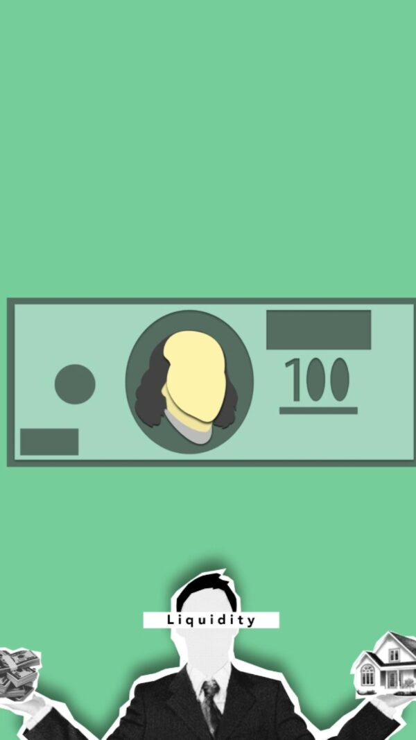 Illustration of economist choosing between investing in cash or house